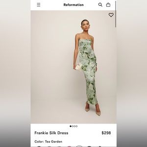 Reformation Frankie Silk Dress Tea Garden Size 4